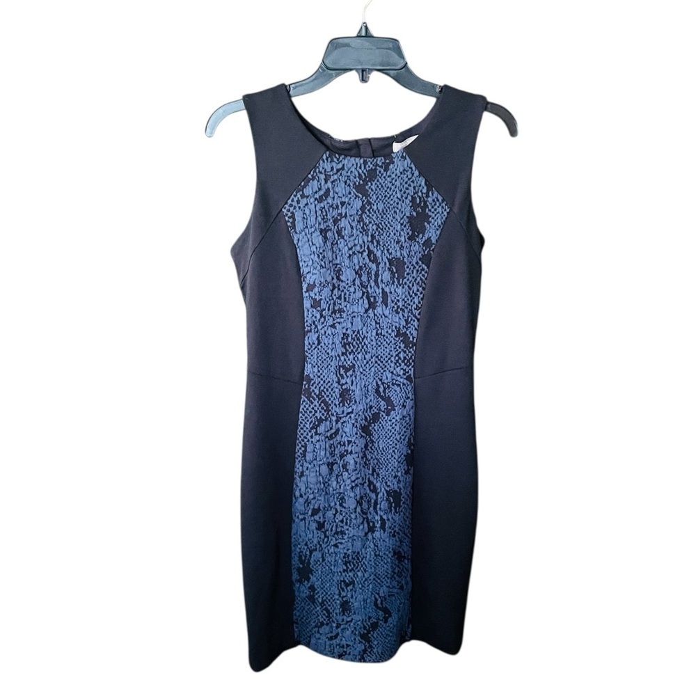 Banana Republic sleeveless ponte bodycon dress snakeskin print 4 black blue